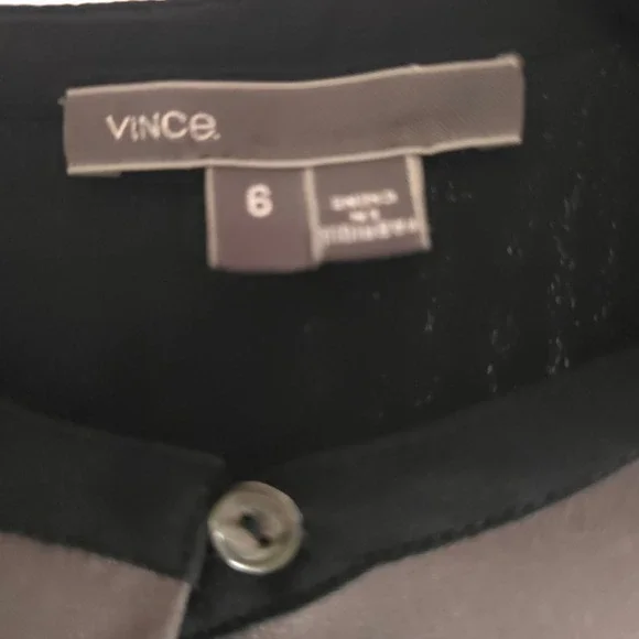 Vince 100% Silk Gray Longline Blouse 6 Mixed Media Back Minimalist Corporatecore - Picture 8 of 11